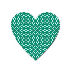 Emerald Green Quatrefoil Pattern Magnet (heart) by Zandiepants