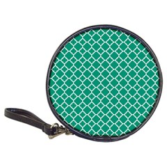 Emerald Green Quatrefoil Pattern Classic 20-cd Wallet by Zandiepants