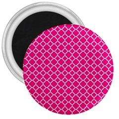 Hot Pink Quatrefoil Pattern 3  Magnet by Zandiepants