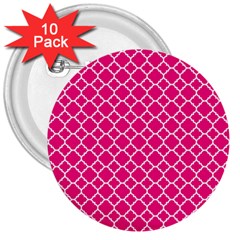 Hot Pink Quatrefoil Pattern 3  Button (10 Pack) by Zandiepants