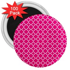 Hot Pink Quatrefoil Pattern 3  Magnet (100 Pack) by Zandiepants