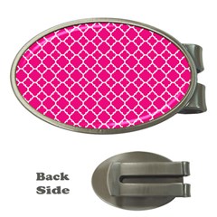 Hot Pink Quatrefoil Pattern Money Clip (oval) by Zandiepants