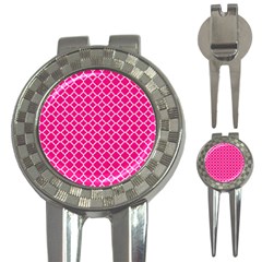 Hot Pink Quatrefoil Pattern 3-in-1 Golf Divot by Zandiepants