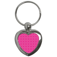 Hot Pink Quatrefoil Pattern Key Chain (heart) by Zandiepants