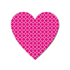 Hot Pink Quatrefoil Pattern Magnet (heart) by Zandiepants