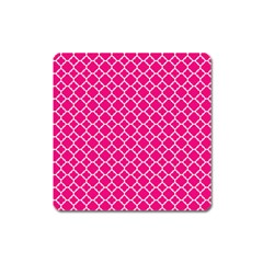 Hot Pink Quatrefoil Pattern Magnet (square) by Zandiepants