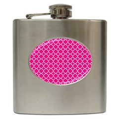 Hot Pink Quatrefoil Pattern Hip Flask (6 Oz) by Zandiepants