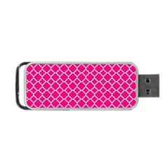 Hot Pink Quatrefoil Pattern Portable Usb Flash (one Side) by Zandiepants