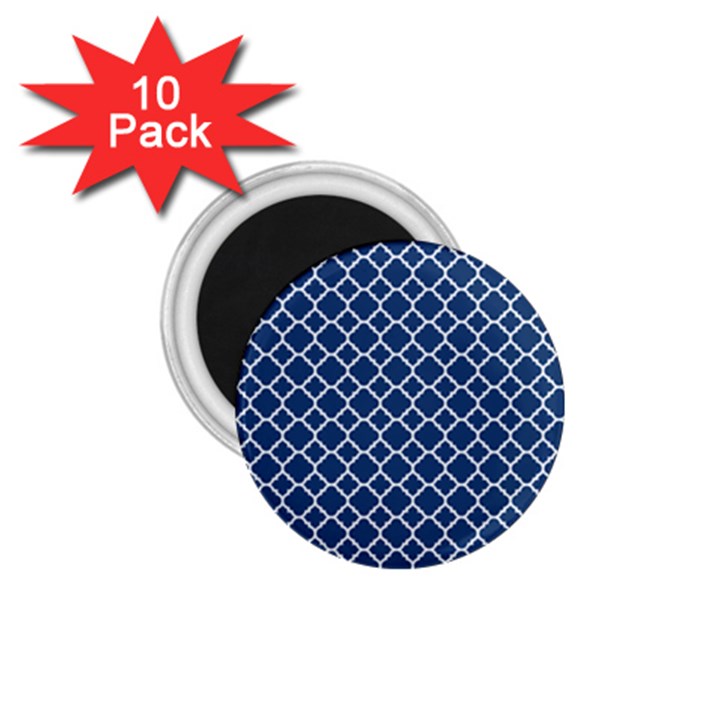 Navy blue quatrefoil pattern 1.75  Magnet (10 pack) 