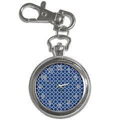 Navy Blue Quatrefoil Pattern Key Chain Watch by Zandiepants