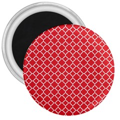 Poppy Red Quatrefoil Pattern 3  Magnet by Zandiepants