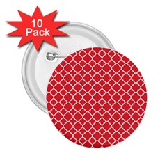 Poppy Red Quatrefoil Pattern 2 25  Button (10 Pack) by Zandiepants