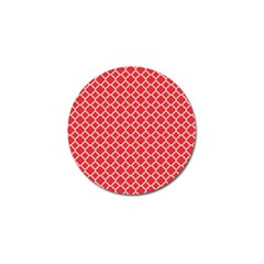 Poppy Red Quatrefoil Pattern Golf Ball Marker