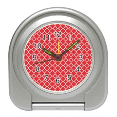 Poppy Red Quatrefoil Pattern Travel Alarm Clock by Zandiepants