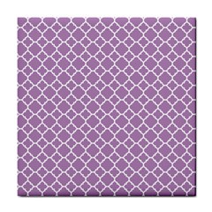 Lilac Purple Quatrefoil Pattern Tile Coaster by Zandiepants