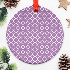 Lilac Purple Quatrefoil Pattern Ornament (round) by Zandiepants