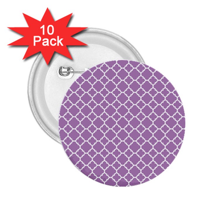 Lilac purple quatrefoil pattern 2.25  Button (10 pack)