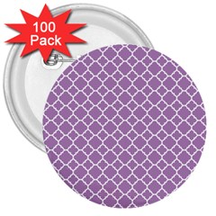 Lilac Purple Quatrefoil Pattern 3  Button (100 Pack) by Zandiepants