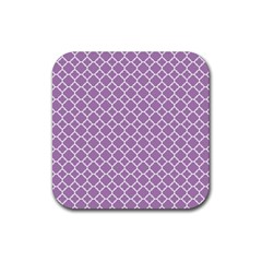 Lilac Purple Quatrefoil Pattern Rubber Coaster (square) by Zandiepants