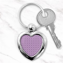 Lilac Purple Quatrefoil Pattern Key Chain (heart) by Zandiepants