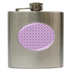 Lilac Purple Quatrefoil Pattern Hip Flask (6 Oz) by Zandiepants