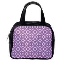 Lilac Purple Quatrefoil Pattern Classic Handbag (one Side) by Zandiepants