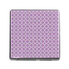 Lilac Purple Quatrefoil Pattern Memory Card Reader (square) by Zandiepants