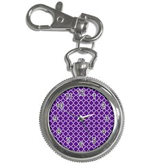 Royal Purple Quatrefoil Pattern Key Chain Watch by Zandiepants