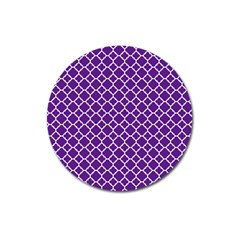 Royal Purple Quatrefoil Pattern Magnet 3  (round) by Zandiepants