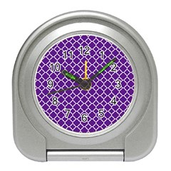 Royal Purple Quatrefoil Pattern Travel Alarm Clock by Zandiepants