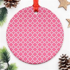 Soft Pink Quatrefoil Pattern Ornament (round) by Zandiepants