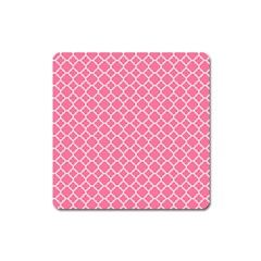 Soft Pink Quatrefoil Pattern Magnet (square) by Zandiepants