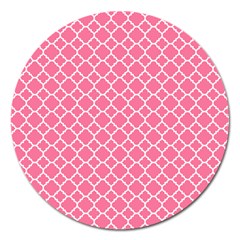 Soft Pink Quatrefoil Pattern Magnet 5  (round) by Zandiepants