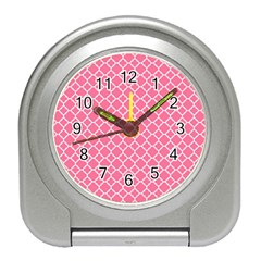 Soft Pink Quatrefoil Pattern Travel Alarm Clock by Zandiepants