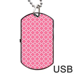 Soft Pink Quatrefoil Pattern Dog Tag Usb Flash (two Sides) by Zandiepants