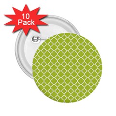 Spring Green Quatrefoil Pattern 2 25  Button (10 Pack) by Zandiepants