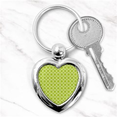 Spring Green Quatrefoil Pattern Key Chain (heart) by Zandiepants