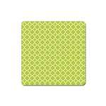 Spring green quatrefoil pattern Magnet (Square) Front