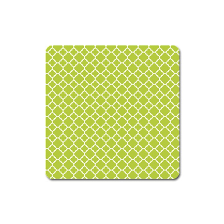 Spring green quatrefoil pattern Magnet (Square)