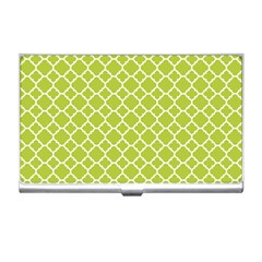 Spring Green Quatrefoil Pattern Business Card Holder by Zandiepants