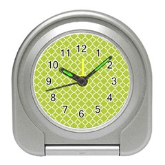 Spring Green Quatrefoil Pattern Travel Alarm Clock by Zandiepants