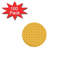 Sunny Yellow Quatrefoil Pattern 1  Mini Button (100 Pack)  by Zandiepants