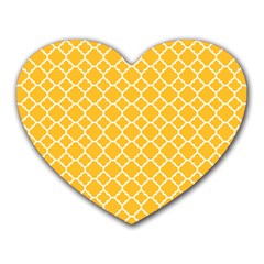 Sunny Yellow Quatrefoil Pattern Heart Mousepad by Zandiepants