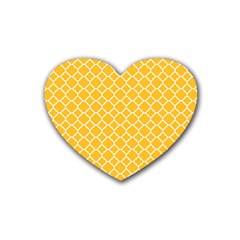 Sunny Yellow Quatrefoil Pattern Heart Coaster (4 Pack) by Zandiepants