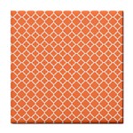 Tangerine orange quatrefoil pattern Tile Coaster Front