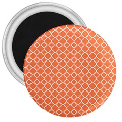 Tangerine Orange Quatrefoil Pattern 3  Magnet by Zandiepants