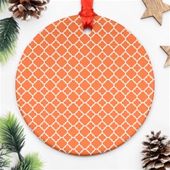 Tangerine Orange Quatrefoil Pattern Ornament (round) by Zandiepants