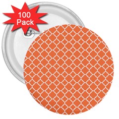 Tangerine Orange Quatrefoil Pattern 3  Button (100 Pack) by Zandiepants