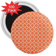 Tangerine Orange Quatrefoil Pattern 3  Magnet (100 Pack) by Zandiepants