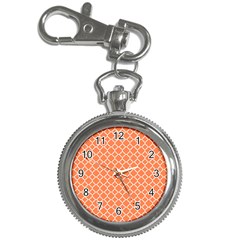 Tangerine Orange Quatrefoil Pattern Key Chain Watch by Zandiepants